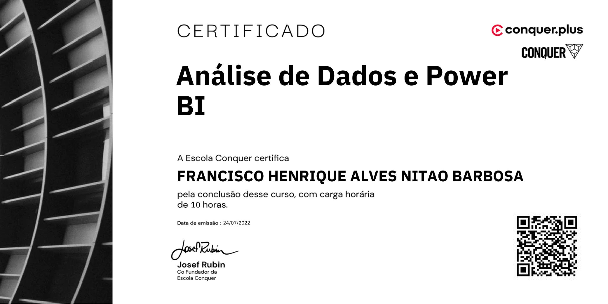 Certificado de Análise de Dados e Power BI